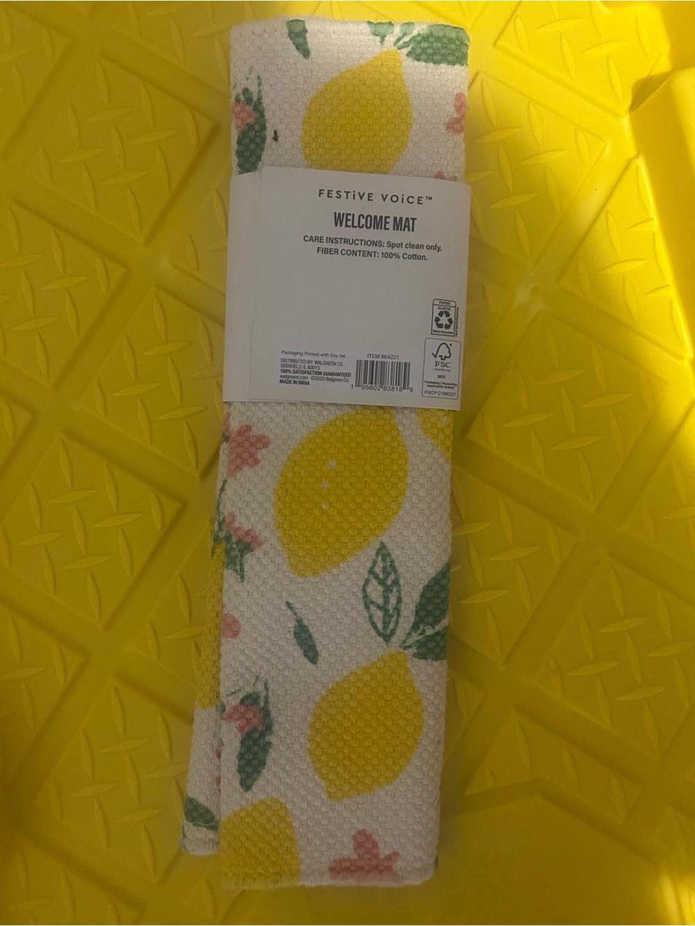 Lemon & Floral Print Rug - Picture 6 of 7